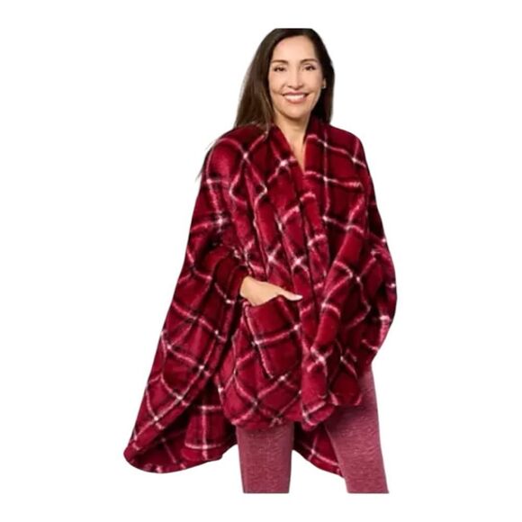 NWT PURPLE Berkshire Blanket Double-Sided Plaid Wearable Throw. - Picture 1 of 6